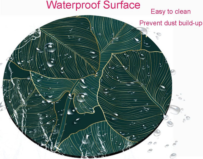 Στρογγυλό χαλάκι υπολογιστή για ποντίκι με σχεδίαση αντιολισθητική βάση από καουτσούκ Μικρό mousepad αδιάβροχο mousepad γραφείου Πράσινα τροπικά φύλλα