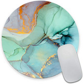 Модерна синьо-зелена мраморна подложка за мишка Миещи се кръгли игрални подложки за мишка с плат от ликра Неплъзгаща се гумена основа Компютърни малки подложки за мишка