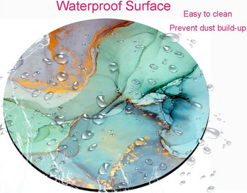 Модерна синьо-зелена мраморна подложка за мишка Миещи се кръгли игрални подложки за мишка с плат от ликра Неплъзгаща се гумена основа Компютърни малки подложки за мишка