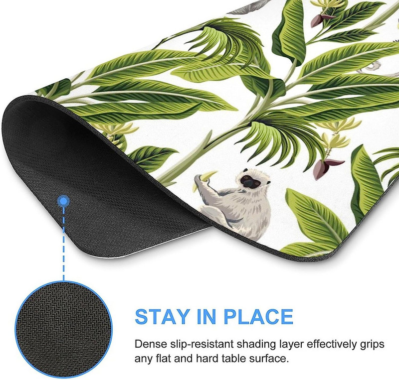 Palm Leaf Sloth Mouse Pad Αντιολισθητικό ποντίκι Υπολογιστή mousepad με λαστιχένια βάση για φορητό υπολογιστή γραφείου σπιτιού Gaming 20 * 25cm