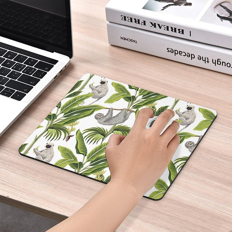 Palm Leaf Sloth Mouse Pad Αντιολισθητικό ποντίκι Υπολογιστή mousepad με λαστιχένια βάση για φορητό υπολογιστή γραφείου σπιτιού Gaming 20 * 25cm
