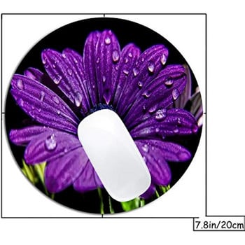 Подложка за мишка с лилаво цвете Кръгла неплъзгаща се гумена подложка за мишка Лаптоп Офис Компютър Декор Сладък дизайн на аксесоари за бюро Подложка за мишка