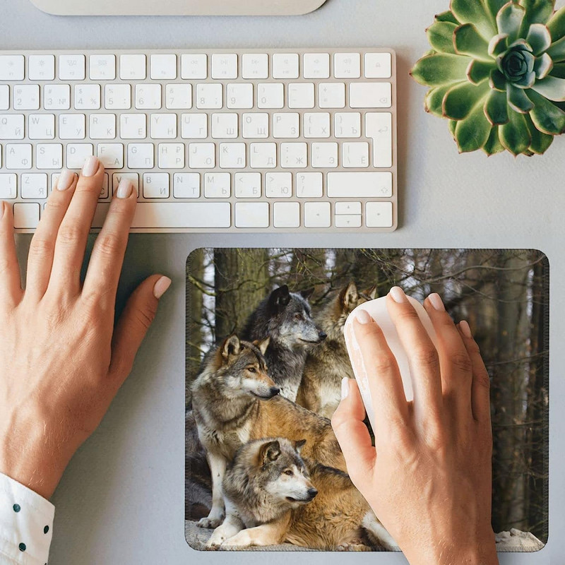 Handsome Wild Wolves Mouse Pad Αντιολισθητικό Forest Natural Animal Artistic Gaming Mouse Pad για φορητούς υπολογιστές Office 7,9" x 9,5" ίντσες