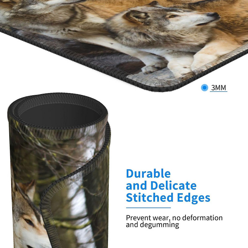 Handsome Wild Wolves Mouse Pad Αντιολισθητικό Forest Natural Animal Artistic Gaming Mouse Pad για φορητούς υπολογιστές Office 7,9" x 9,5" ίντσες