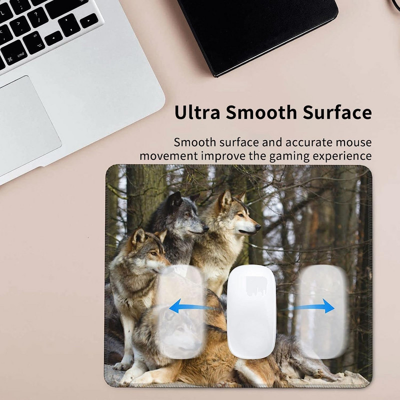 Handsome Wild Wolves Mouse Pad Αντιολισθητικό Forest Natural Animal Artistic Gaming Mouse Pad για φορητούς υπολογιστές Office 7,9" x 9,5" ίντσες