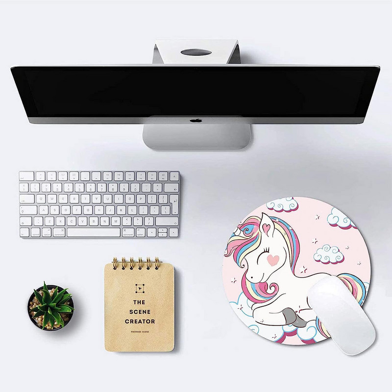 Okrugla podloga za miša, slatki šareni jednorog za dječju podlogu za miš, mala neklizajuća gumena podloga za miša s dizajnom za rad i igranje