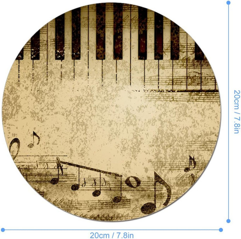 Νότα μουσικής πιάνου Στρογγυλό Mouse Pad Χαριτωμένα MousePads Αντιολισθητικό ποντίκι για οικιακό γραφείο για φορητό υπολογιστή παιχνιδιών Σπίτι