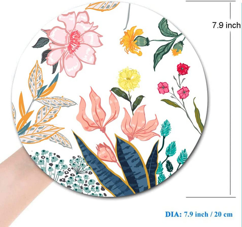 Floral Mouse Pad Flower Στρογγυλό ποντίκι για υπολογιστή με σχεδίαση αντιολισθητική βάση από καουτσούκ Mousepad Αδιάβροχο mousepad γραφείου για γυναίκες