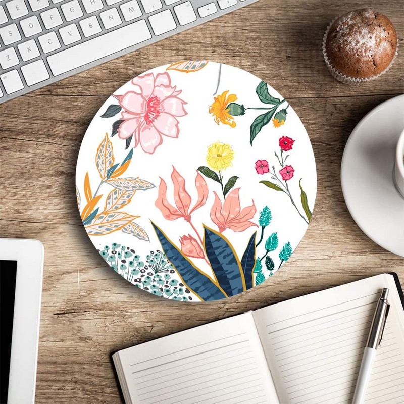 Floral Mouse Pad Flower Στρογγυλό ποντίκι για υπολογιστή με σχεδίαση αντιολισθητική βάση από καουτσούκ Mousepad Αδιάβροχο mousepad γραφείου για γυναίκες