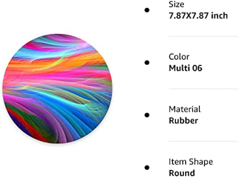 Rainbow Ocean Round Gaming Mouse Pad 7,9″×7,9″ ιντσών με αντιολισθητικό στρώμα ποντικιού βάσης από καουτσούκ για οικιακό φορητό υπολογιστή γραφείου