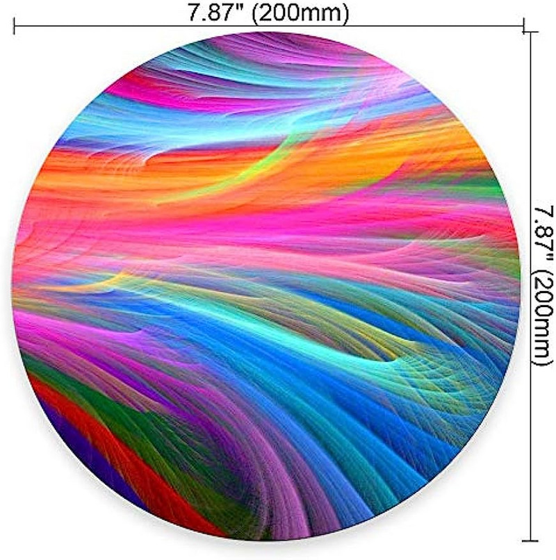 Rainbow Ocean Round Gaming Mouse Pad 7,9″×7,9″ ιντσών με αντιολισθητικό στρώμα ποντικιού βάσης από καουτσούκ για οικιακό φορητό υπολογιστή γραφείου