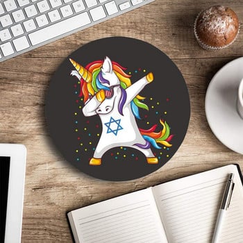 Dabbing Unicorn Round Mouse Pad Funny Gaming Mouse Mat Водоустойчива кръгла подложка за мишка Нехлъзгаща се гумена основа за домашен офис