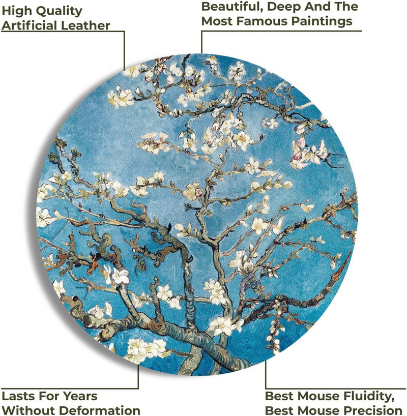 Геймърски подложки за мишка с известно изкуство Сладка подложка за мишка Подложка за мишка 7,87X7,87 инча Неплъзгащи се гумени подложки за безжична мишка