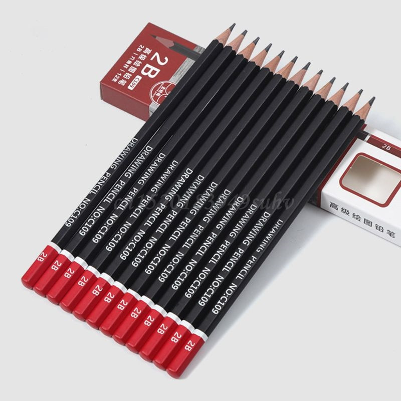 OOTDTY 12 τεμ./κουτί Σκίτσο με μολύβι γραφίτη Σχέδιο γραφής 2H HB 2B 3B 3H 4B 5B 6B 8B 10B Σχολικά είδη