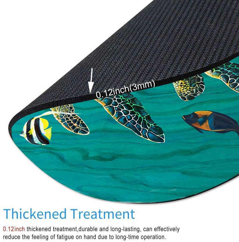 Sea Turtles Okrugla podloga za miš Gaming Mouse Podloga Vodootporna kružna podloga za miš Neklizajuća gumena podloga Podloge za miša 7,9x0,12 inča