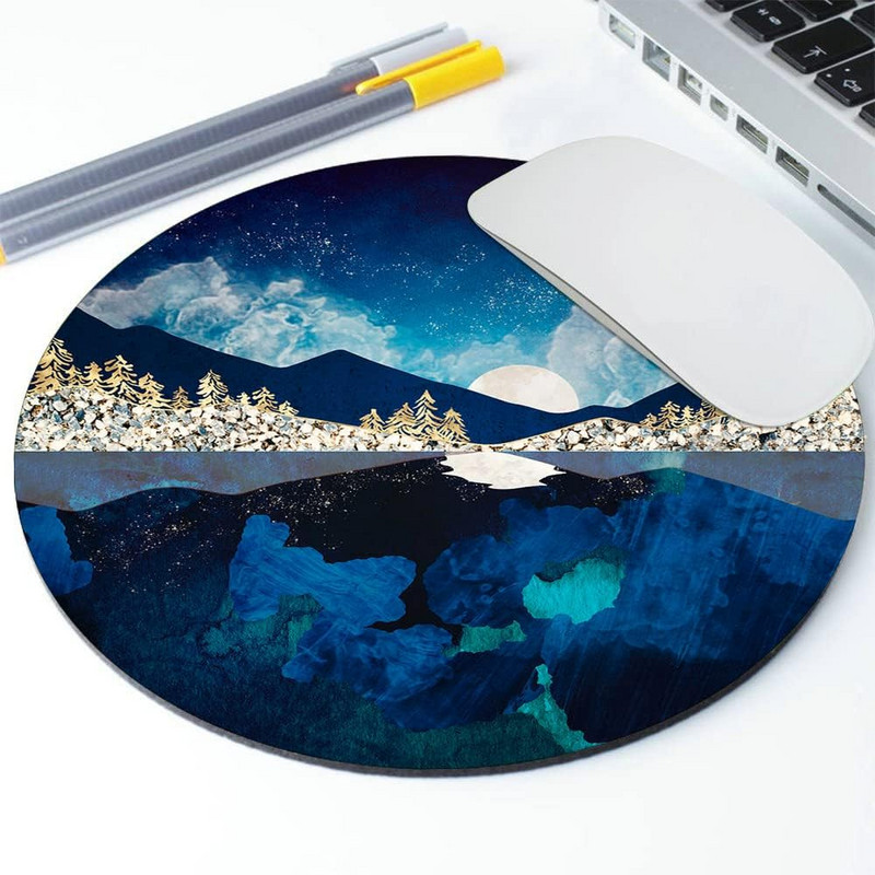 Okrugla podloga za miša Midnight space Gaming Mouse Mat Vodootporna neklizajuća gumena podloga za miševe za uredski dom 7,9x0,12 inča