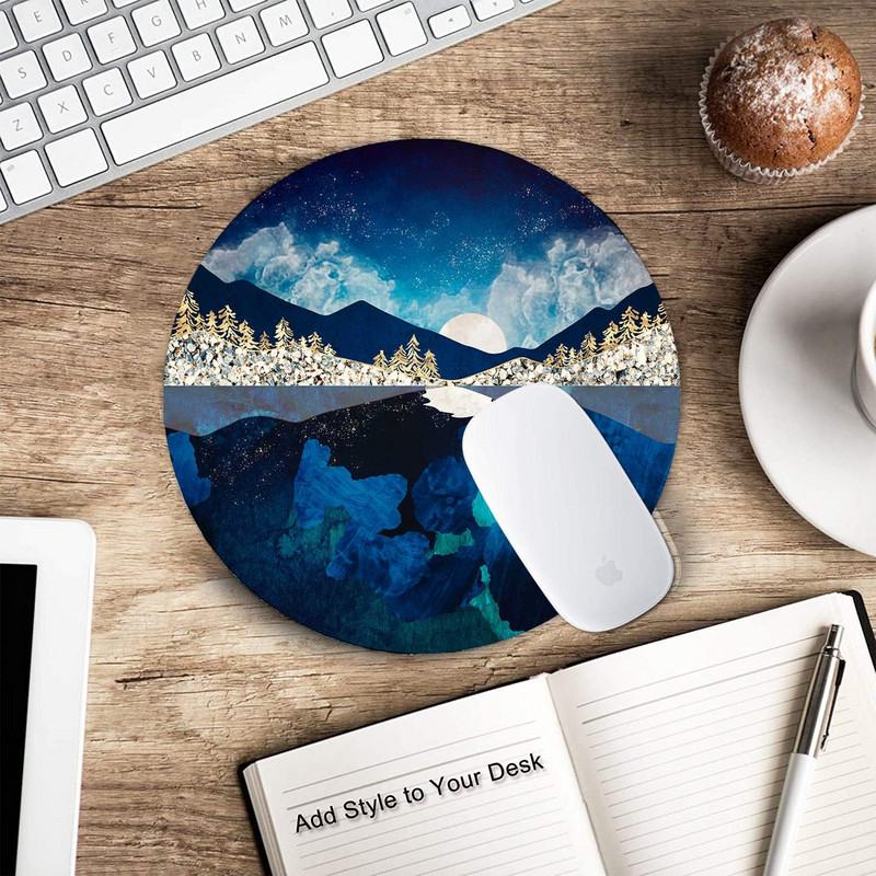 Okrugla podloga za miša Midnight space Gaming Mouse Mat Vodootporna neklizajuća gumena podloga za miševe za uredski dom 7,9x0,12 inča