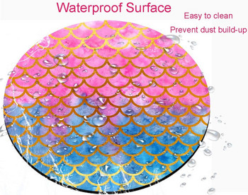 Русалка Везни Кръгла подложка за мишка Акварел Рибни люспи Геймърска подложка за мишка Водоустойчива кръгла подложка за мишка Неплъзгаща се гумена основа