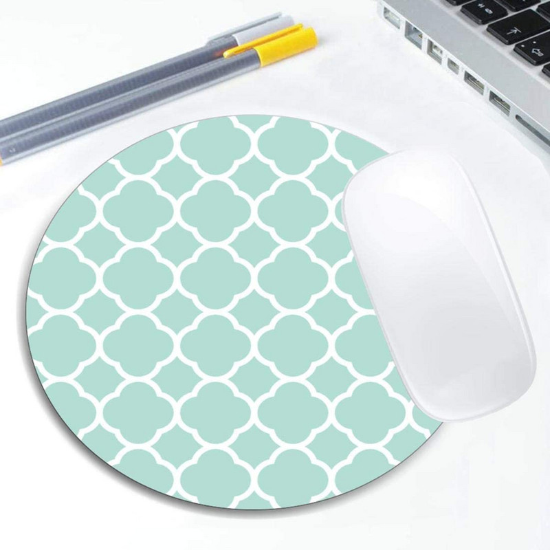 Синя ромбична арт подложка за мишка Кръгла неплъзгаща се гумена подложка за мишка Лаптоп Офис Компютър Декор Сладки аксесоари за бюро Дизайн Подложка за мишка