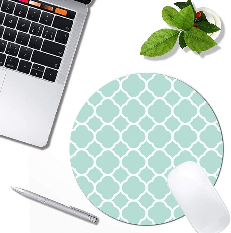Синя ромбична арт подложка за мишка Кръгла неплъзгаща се гумена подложка за мишка Лаптоп Офис Компютър Декор Сладки аксесоари за бюро Дизайн Подложка за мишка