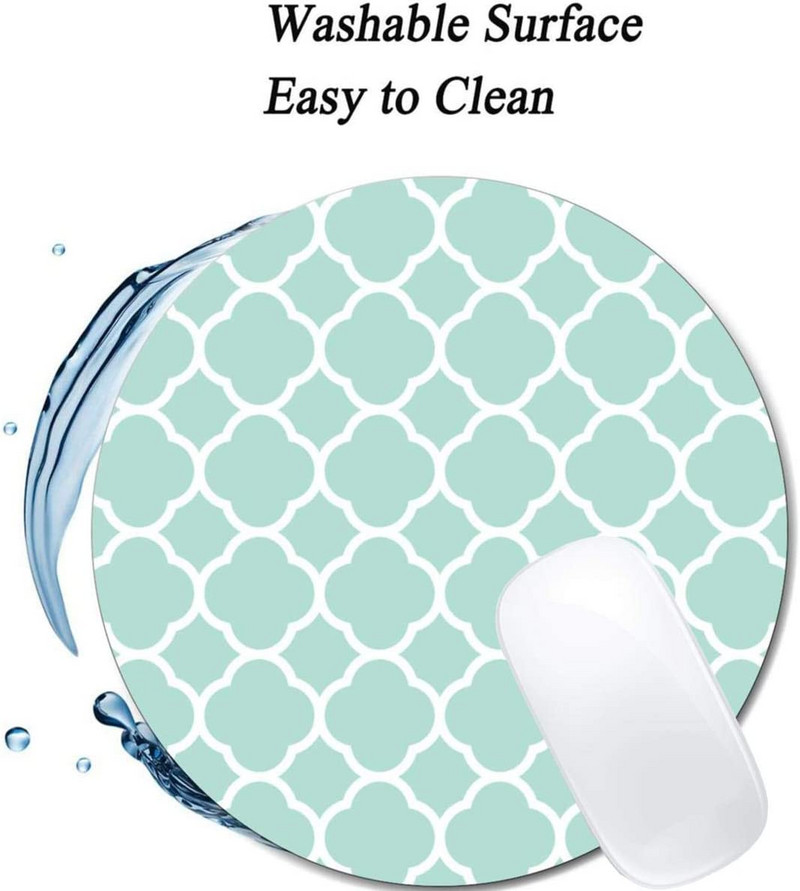 Синя ромбична арт подложка за мишка Кръгла неплъзгаща се гумена подложка за мишка Лаптоп Офис Компютър Декор Сладки аксесоари за бюро Дизайн Подложка за мишка