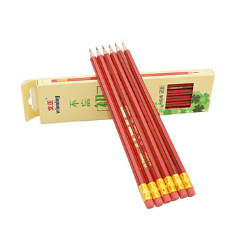 12 бр чисто нов червен дървен молив 2B молив гумичка училищни канцеларски материали