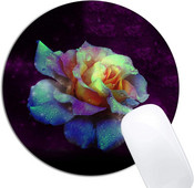 Подложка за мишка Purple Kissed Turquoise Rose Кръгла неплъзгаща се гумена подложка за мишка Лаптоп Офис Компютър Декор Сладък дизайн на бюро Подложка за мишка