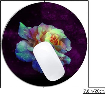 Purple Kissed Turquoise Rose Pad Mousepad Στρογγυλό αντιολισθητικό λαστιχένιο mousepad Φορητός υπολογιστής γραφείου Διακόσμηση Υπολογιστών γραφείου Χαριτωμένο σχέδιο γραφείου Mousepad