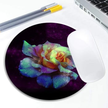 Purple Kissed Turquoise Rose Pad Mousepad Στρογγυλό αντιολισθητικό λαστιχένιο mousepad Φορητός υπολογιστής γραφείου Διακόσμηση Υπολογιστών γραφείου Χαριτωμένο σχέδιο γραφείου Mousepad