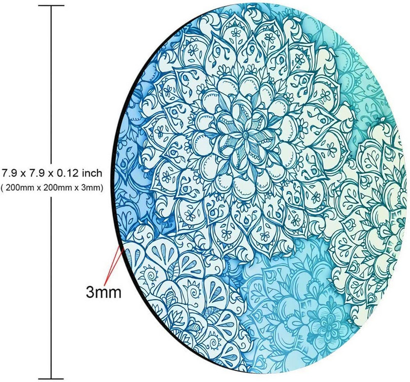 Μοτίβο Teal Mandala Στρογγυλό Mouse Pad Lotus Σχεδιασμός Gaming Mouse Mat Αδιάβροχο Mouse Pad Αντιολισθητική Λαστιχένια βάση για φορητό υπολογιστή γραφείου