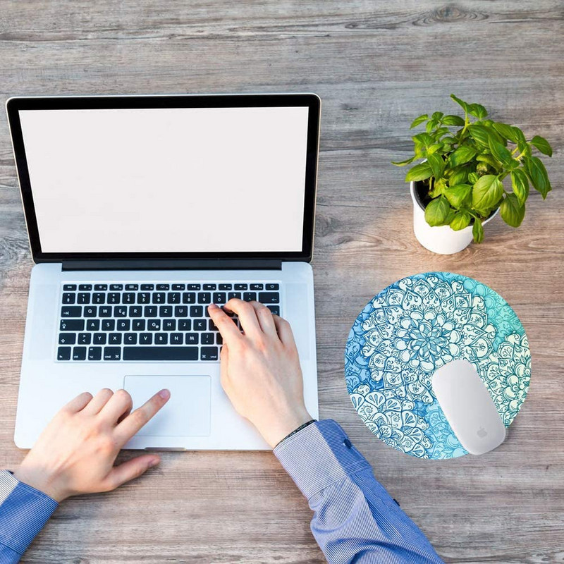 Μοτίβο Teal Mandala Στρογγυλό Mouse Pad Lotus Σχεδιασμός Gaming Mouse Mat Αδιάβροχο Mouse Pad Αντιολισθητική Λαστιχένια βάση για φορητό υπολογιστή γραφείου