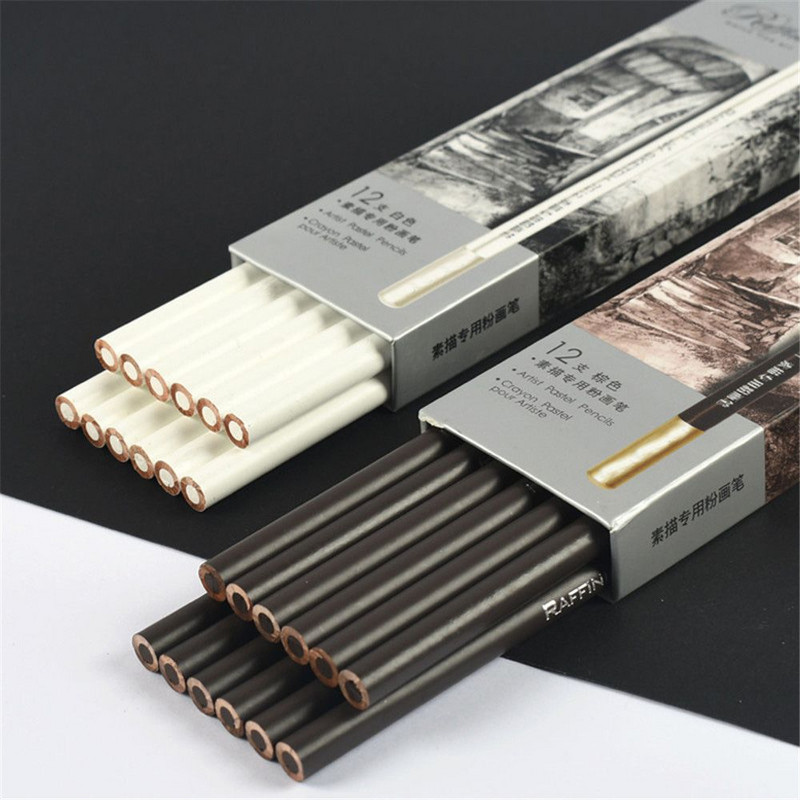 Καφέ λευκό μολύβι σκίτσου για ζωγραφική Επαγγελματικό εργαλείο σχεδίασης Μη τοξικό παστέλ τέχνη με επισήμανση σκίτσο στυλό κάρβουνο