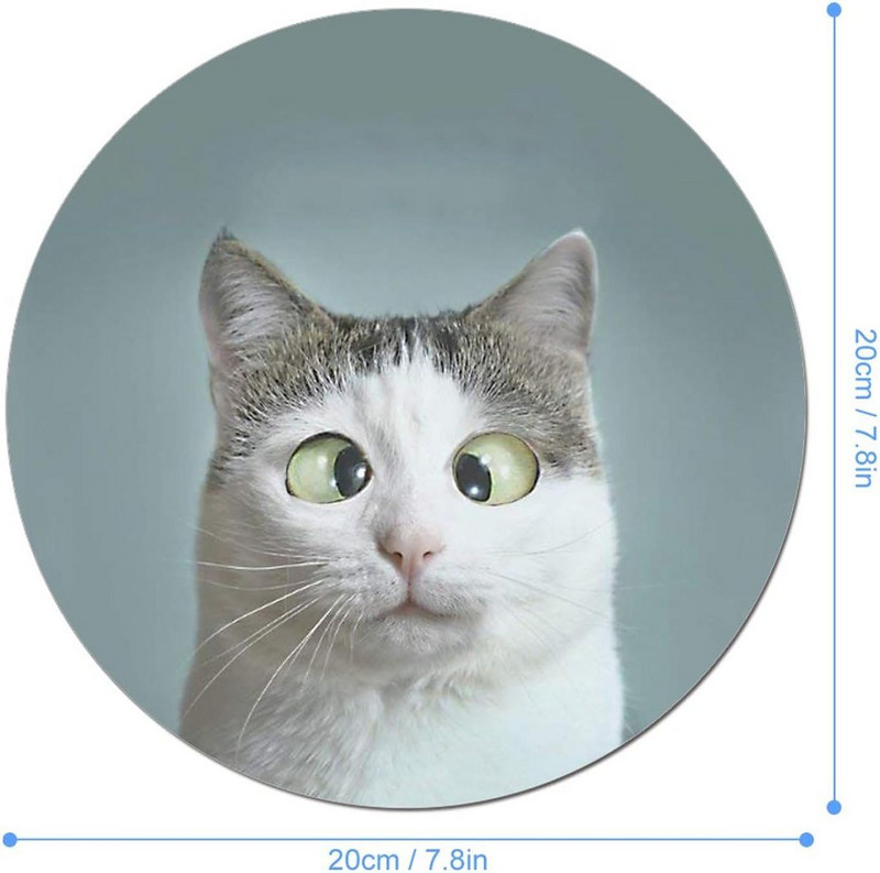 Αστεία Cross-Eye Cat Round Mouse Pad Χαριτωμένα Mousepad με αντιολισθητική λαστιχένια βάση για Γραφείο παιχνιδιών φορητού υπολογιστή