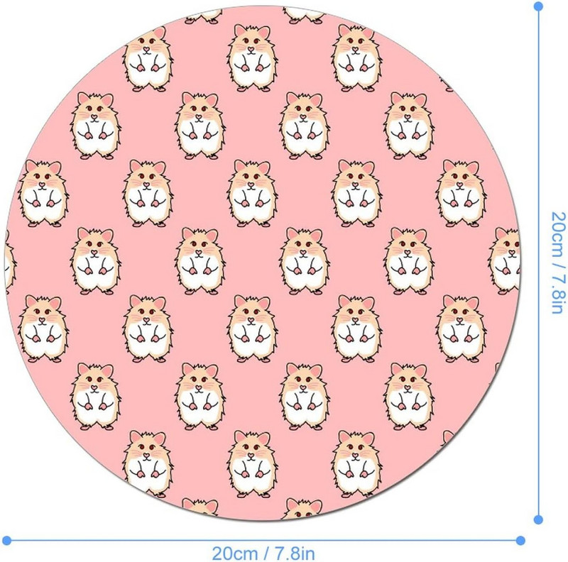 Сладък хамстер Кръгла подложка за мишка Сладки подложки за мишка Неплъзгаща се гумена основа Подложка за мишка за домашен офис Лаптоп Компютърни игри