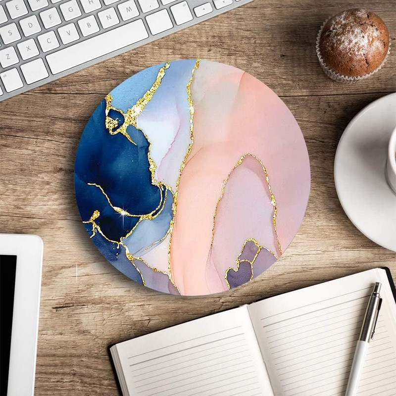 Apaļš peles paliktnis Marmora peles paliktnis Mīlīgs biroja peles paklājiņš Ūdensizturīgs peles paliktnis, neslīdošs gumijas pamatnes peles paliktņi biroja mājām