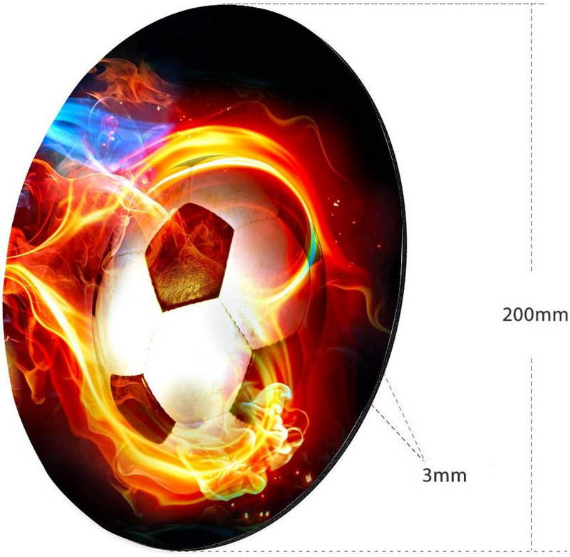 Подложка за мишка Soccer Flame Art Print с неплъзгаща се гумена игрална подложка за мишка Кръгли подложки за мишка за компютри, лаптоп 7,9x7,9 инча