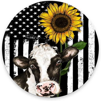 American Flag Sunflower Στρογγυλό Mouse Pad Σχεδιασμός Gaming Mouse Mat Αδιάβροχο αντιολισθητικό λαστιχένια βάση Mousepad 7,9x0,12 ίντσες