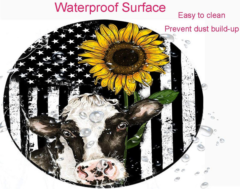 American Flag Sunflower Στρογγυλό Mouse Pad Σχεδιασμός Gaming Mouse Mat Αδιάβροχο αντιολισθητικό λαστιχένια βάση Mousepad 7,9x0,12 ίντσες