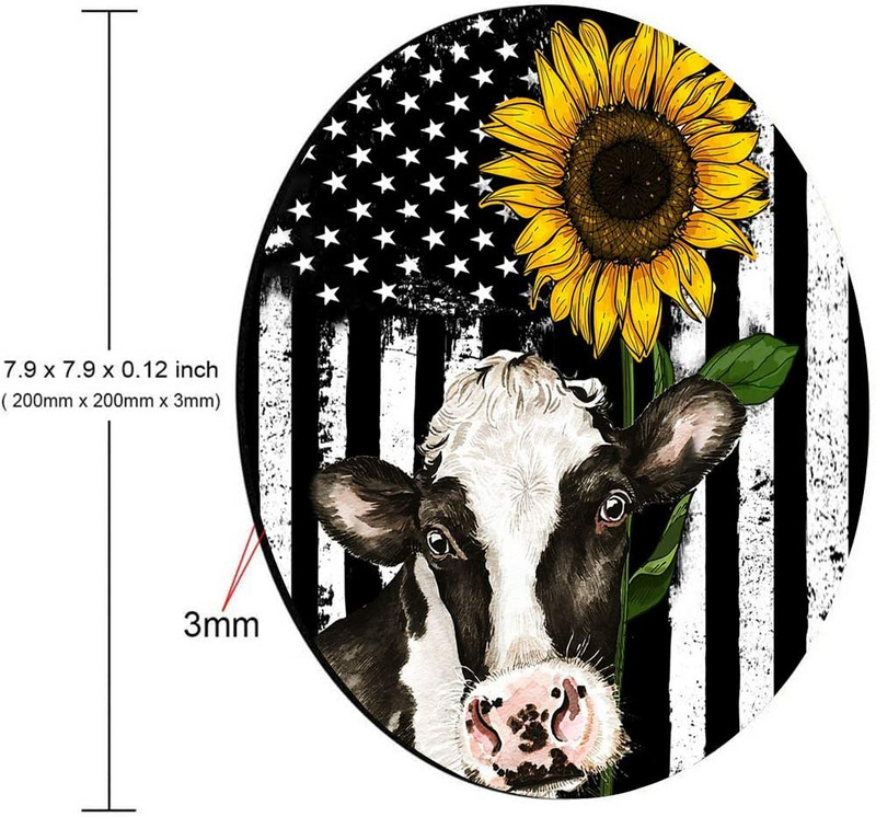American Flag Sunflower Στρογγυλό Mouse Pad Σχεδιασμός Gaming Mouse Mat Αδιάβροχο αντιολισθητικό λαστιχένια βάση Mousepad 7,9x0,12 ίντσες