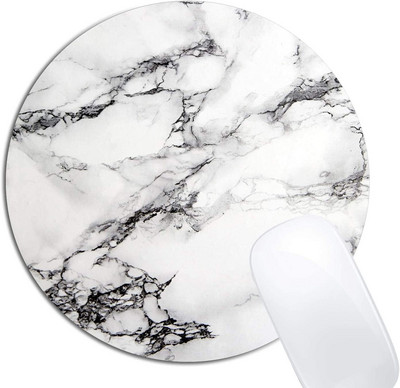 Μαύρο και άσπρο μαρμάρινο μαξιλαράκι ποντικιού Στρογγυλό αντιολισθητικό ελαστικό mousepad Διακοσμητικό υπολογιστή γραφείου Χαριτωμένα αξεσουάρ γραφείου Σχεδιασμός Mousepad