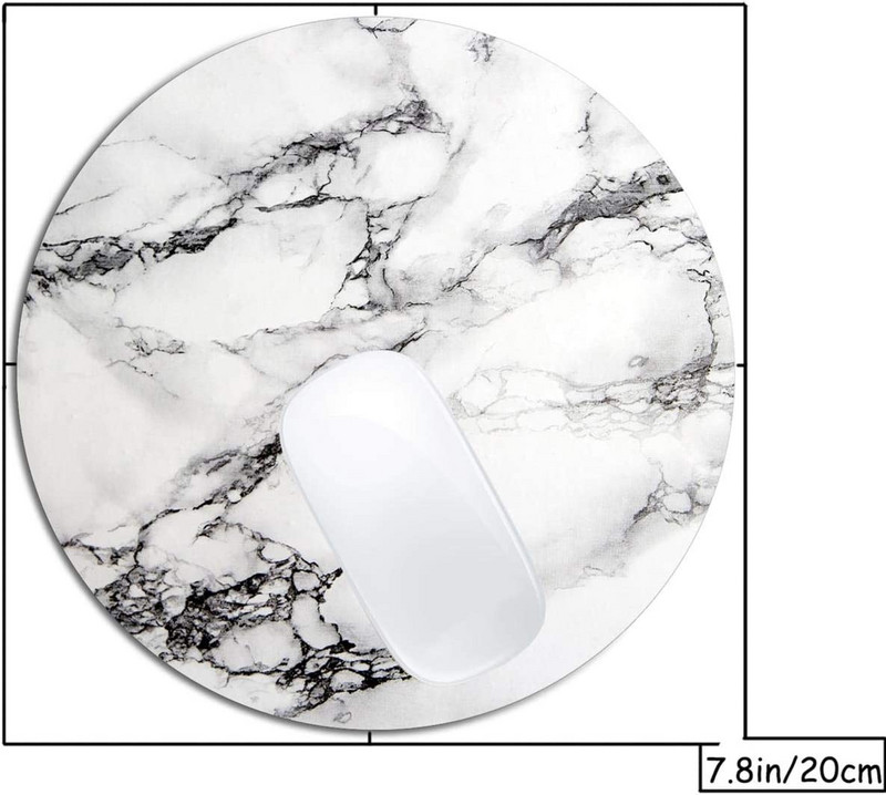 Μαύρο και άσπρο μαρμάρινο μαξιλαράκι ποντικιού Στρογγυλό αντιολισθητικό ελαστικό mousepad Διακοσμητικό υπολογιστή γραφείου Χαριτωμένα αξεσουάρ γραφείου Σχεδιασμός Mousepad
