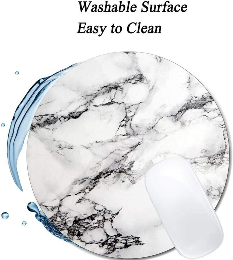 Μαύρο και άσπρο μαρμάρινο μαξιλαράκι ποντικιού Στρογγυλό αντιολισθητικό ελαστικό mousepad Διακοσμητικό υπολογιστή γραφείου Χαριτωμένα αξεσουάρ γραφείου Σχεδιασμός Mousepad