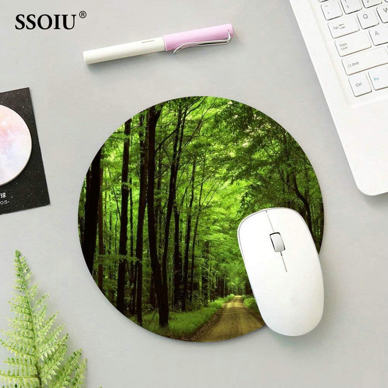 Deep in The Thick Green Vegetation Tree Nature Round Mouse Pad Mat 7,87X7,87 ιντσών Αντιολισθητικό λαστιχένιο μαξιλαράκι ποντικιού για γραφείο υπολογιστή