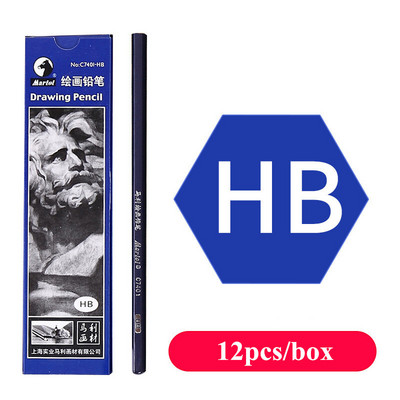 12 бр./кутия Професионална химикалка за скициране HB B 2B 3B 4B 5B 6B 7B 8B 12B 14B Моливи с дървено олово със специфична графитна сърцевина