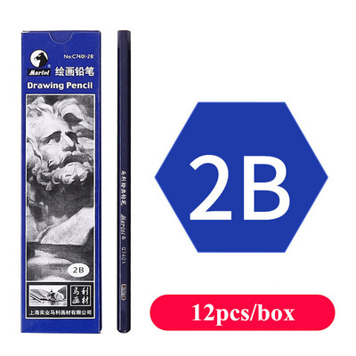 12 бр./кутия Професионална химикалка за скициране HB B 2B 3B 4B 5B 6B 7B 8B 12B 14B Моливи с дървено олово със специфична графитна сърцевина