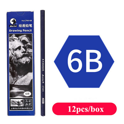12 бр./кутия Професионална химикалка за скициране HB B 2B 3B 4B 5B 6B 7B 8B 12B 14B Моливи с дървено олово със специфична графитна сърцевина