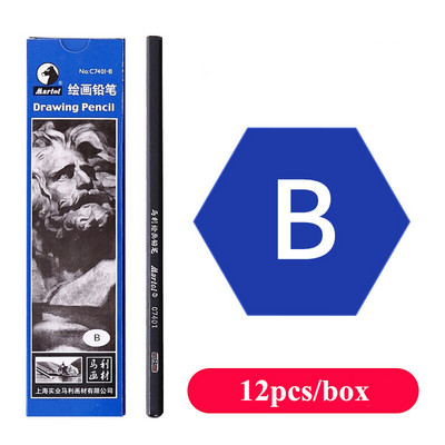 12 бр./кутия Професионална химикалка за скициране HB B 2B 3B 4B 5B 6B 7B 8B 12B 14B Моливи с дървено олово със специфична графитна сърцевина