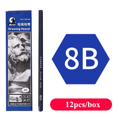 12 бр./кутия Професионална химикалка за скициране HB B 2B 3B 4B 5B 6B 7B 8B 12B 14B Моливи с дървено олово със специфична графитна сърцевина
