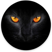 Котешка кръгла подложка за мишка Черно котешко лице с жълти очи Геймърска подложка за мишка Водоустойчива кръгла малка подложка за мишка Неплъзгаща се гумена основа