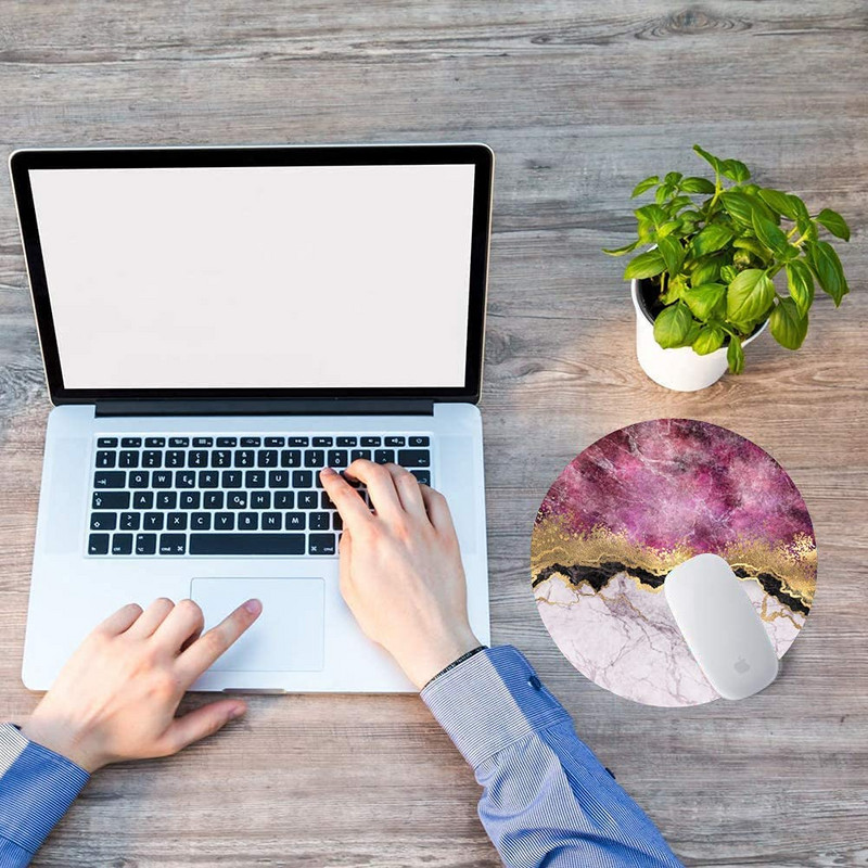 Mouse Pad cu marmură, roșu trandafir și auriu